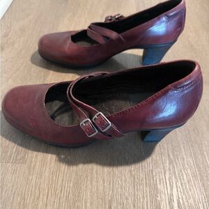 Clarks Burgundy Strap Heels